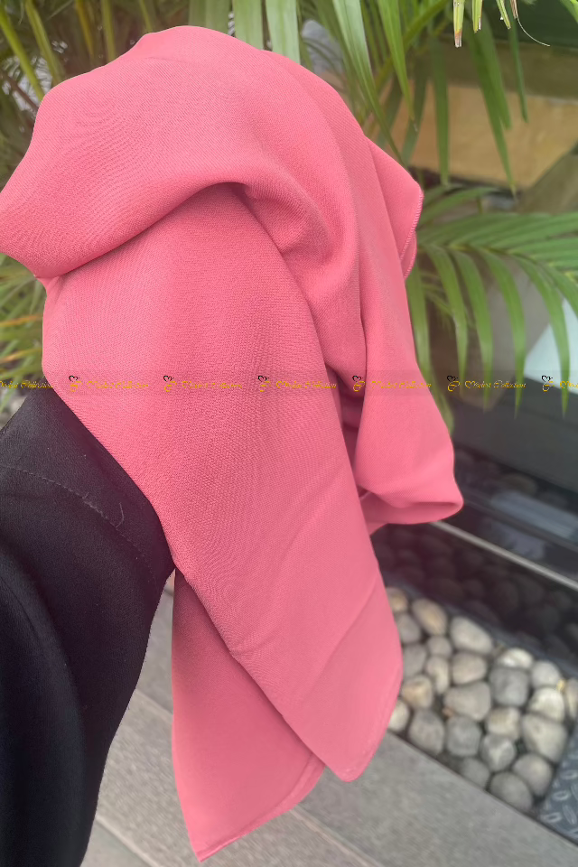 Elegant Coral Georgette Hijab Scarf - Lightweight & Breathable for Women - Perfect for Daily Wear, Prayer, and Special Occasions