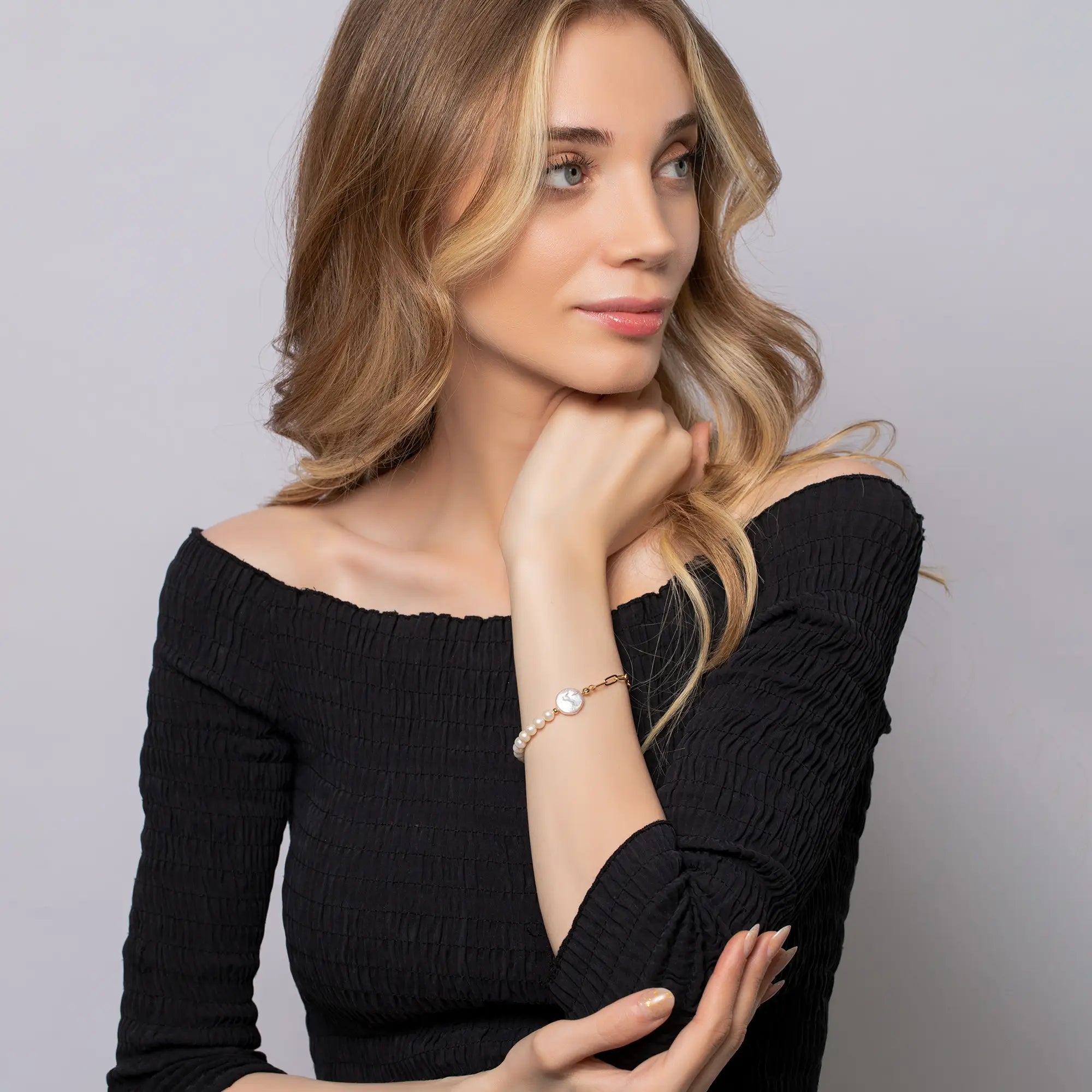 Elegant Link Chain Pearl Bracelet for Women - Classic Fashion Jewelry Gift for Birthday, Anniversary & Special Occasions