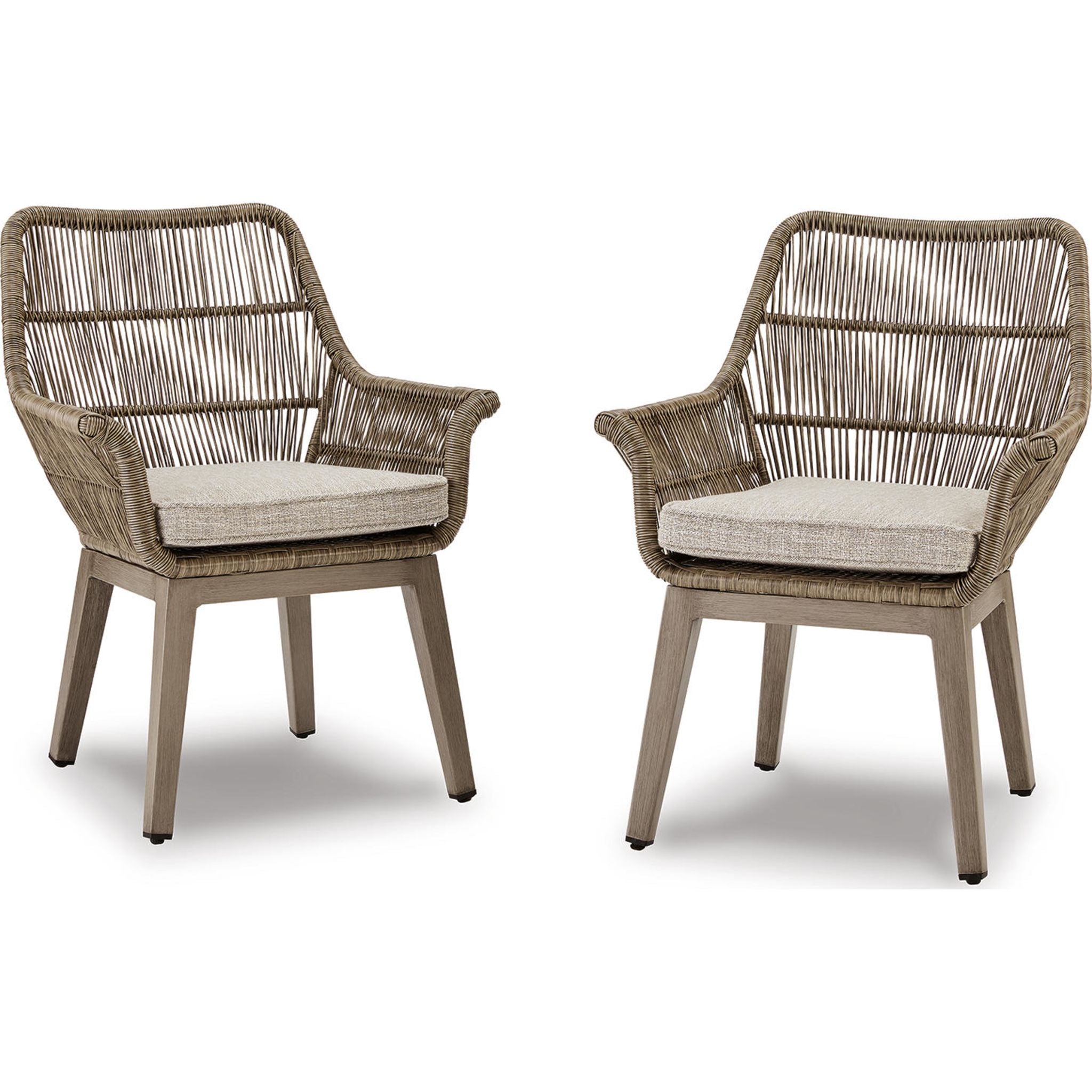 Premium Outdoor Arm Chairs with Cushions (Set of 2) - Water-Resistant Beige Patio Furniture for Beachfront, Poolside, or Garden Relaxation