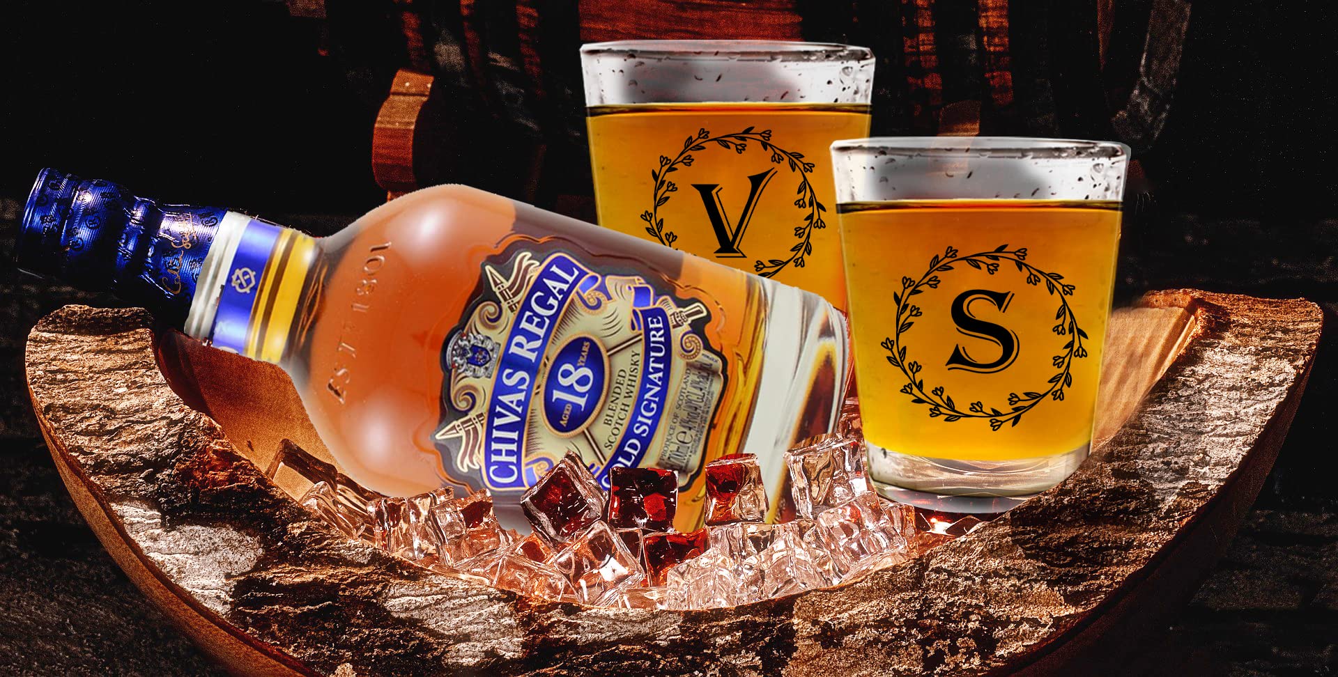 Personalized Monogrammed Shot Glass Set of 6 - 2oz Letter C Custom Engraved Whiskey Glasses - Unique Christmas Gifts for Couples, Wedding Presents & Holiday Party Favors - Perfect for Cocktail Nights, Bachelor Parties & Home Bar Decor