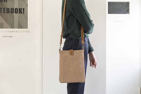 TRAVELER'S COMPANY Canvas Shoulder Bag - S Size Beige | Durable & Stylish Travel Bag for Commuting, Work & Weekend Adventures