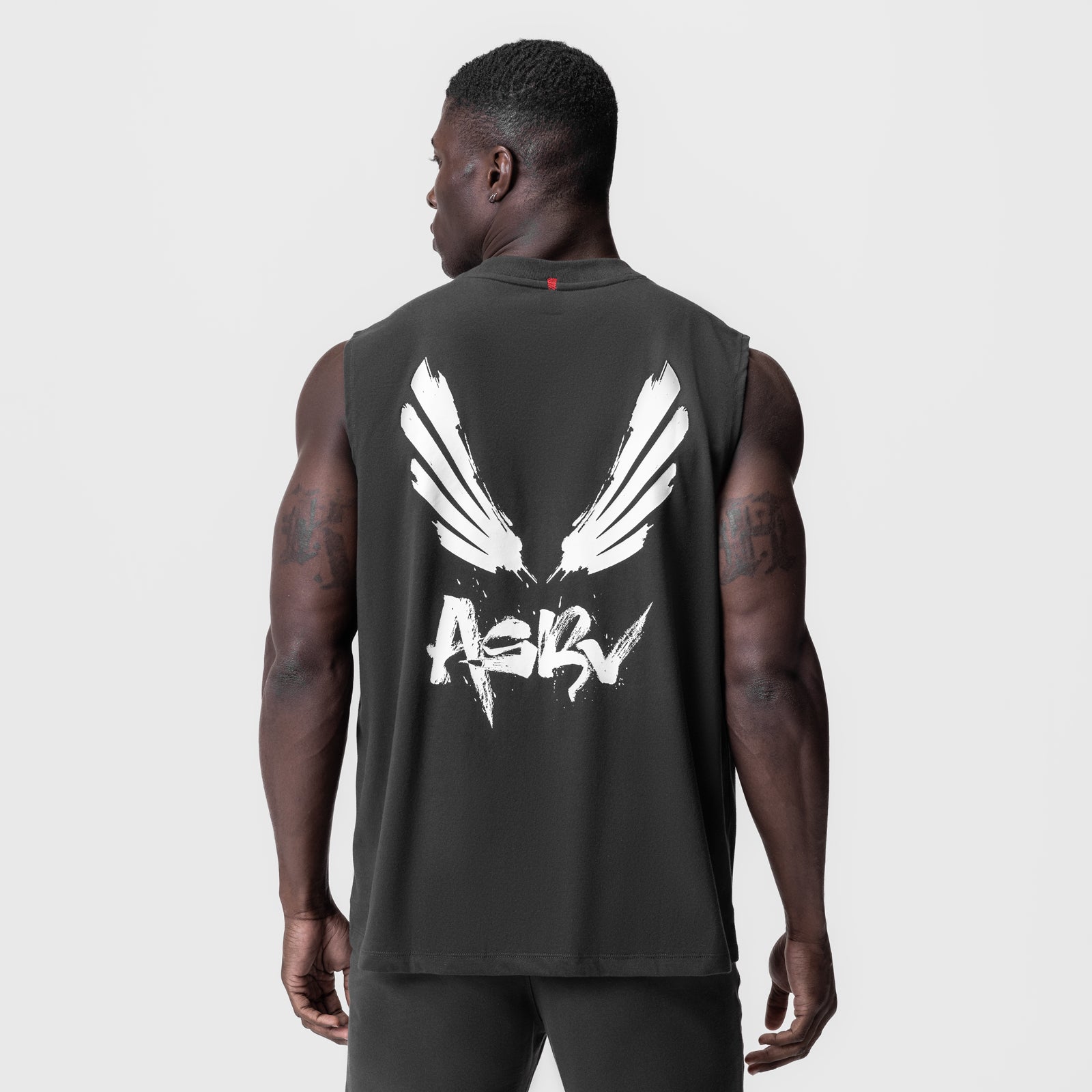 ASRV Tech Essential™ Relaxed Cutoff Shorts - Space Grey with Brush Wings | Men's Athletic Running & Gym Workout Shorts for Comfort & Performance