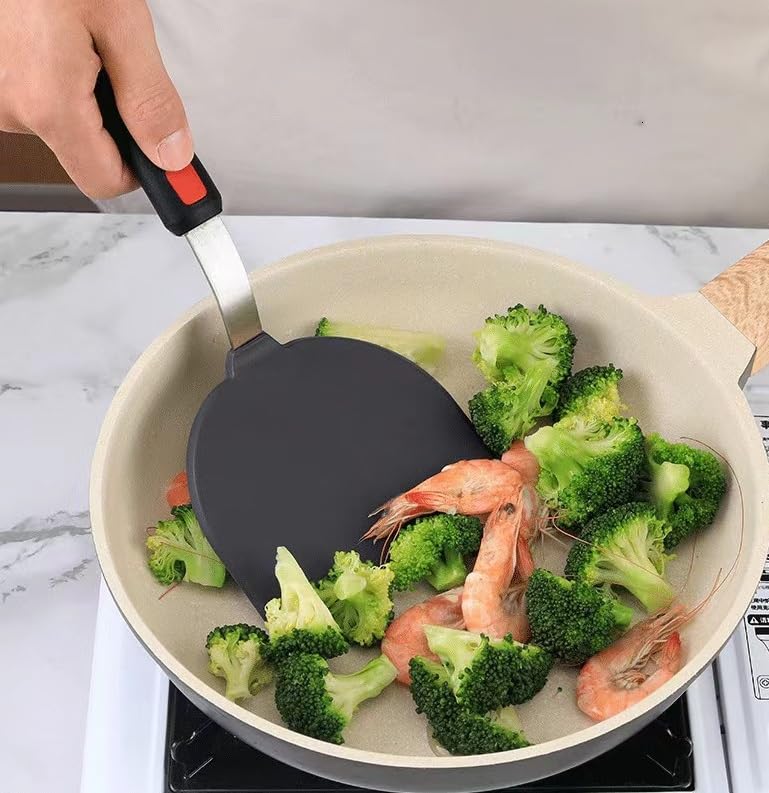 High Heat Resistant Silicone Spatula Set of 3 - 600°F Flexible Rubber Turner for Nonstick Cookware, Perfect for Flipping Eggs, Burgers, Pancakes & Crepes - Ideal for Baking, Grilling & Everyday Cooking