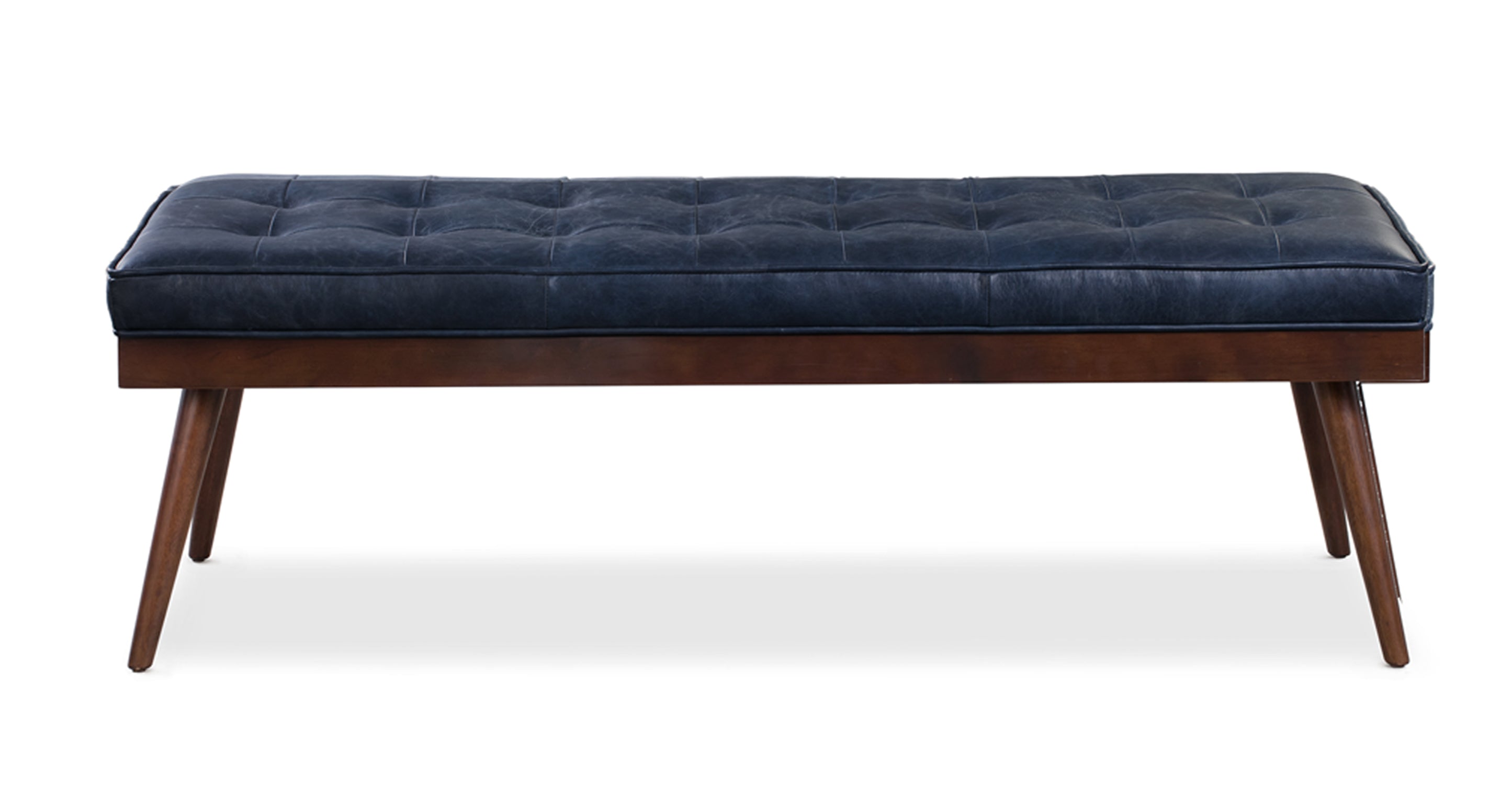 Luca Leather Bench - Modern Upholstered Storage Ottoman with Tufted Design for Living Room, Bedroom, or Entryway - Durable Faux Leather Seat with Sturdy Wooden Legs - Perfect for Extra Seating, Footrest, or Stylish Home Decor