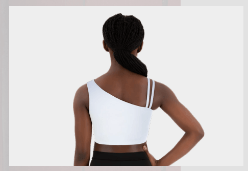 Eurotard Women's Asymmetrical Long Line Sports Bra - Comfortable Yoga & Workout Top for Active Lifestyles