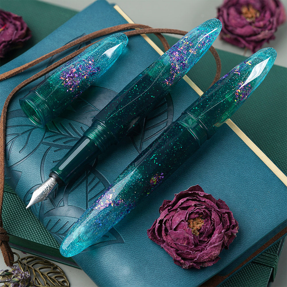 Benu Briolette Fountain Pen - Premium Starlit Oasis Design for Smooth Writing | Perfect Gift for Professionals & Calligraphy Enthusiasts | Office, Journaling & Signature Use
