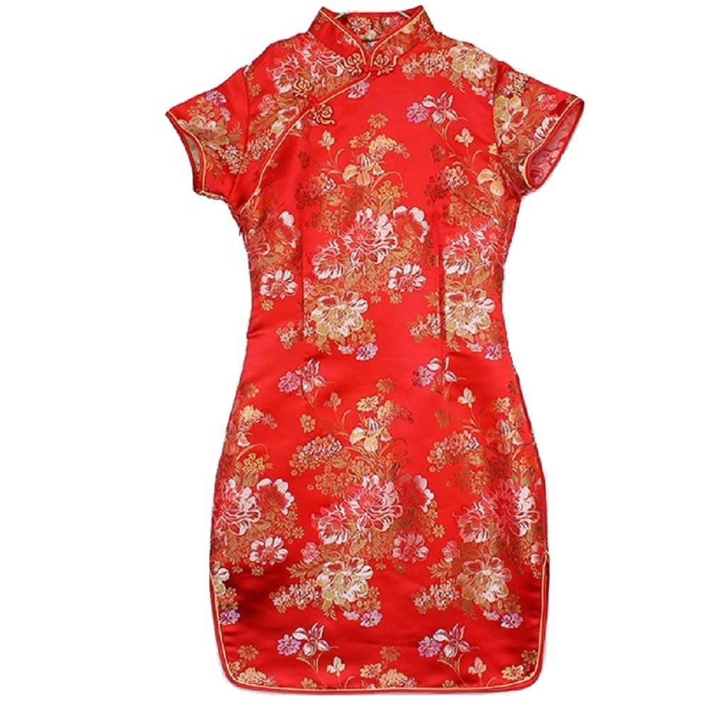 Elegant Women's Floral Cheongsam Qipao Dress - Traditional Chinese Peony Embroidered Bridal Gown for Weddings, Parties & Special Occasions