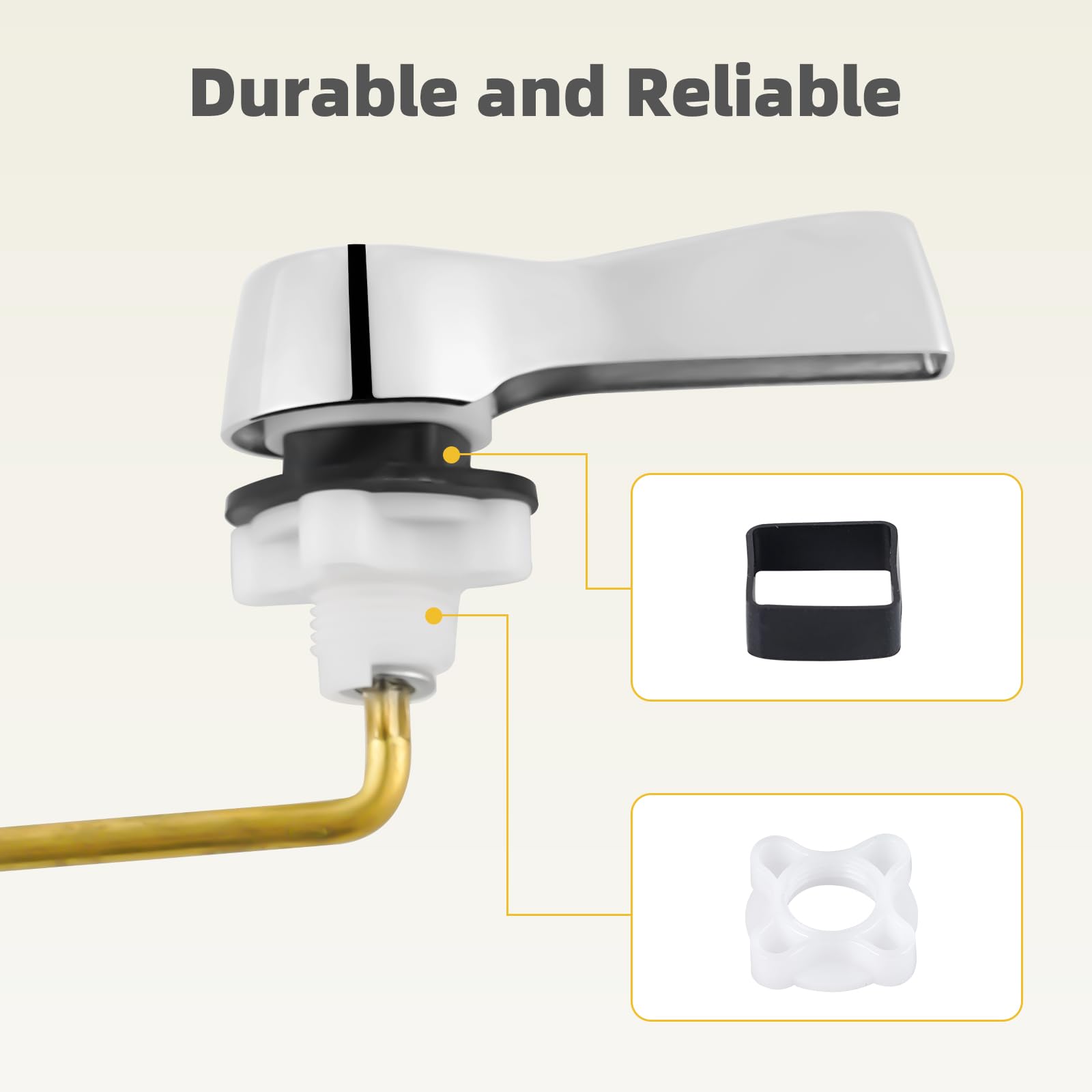 iFealClear 2 Pack Universal Front Mount Toilet Tank Flush Lever Replacement - Solid Brass Chrome Plated with Stainless Steel Chains - Easy Installation for Home Bathroom Repair & Maintenance