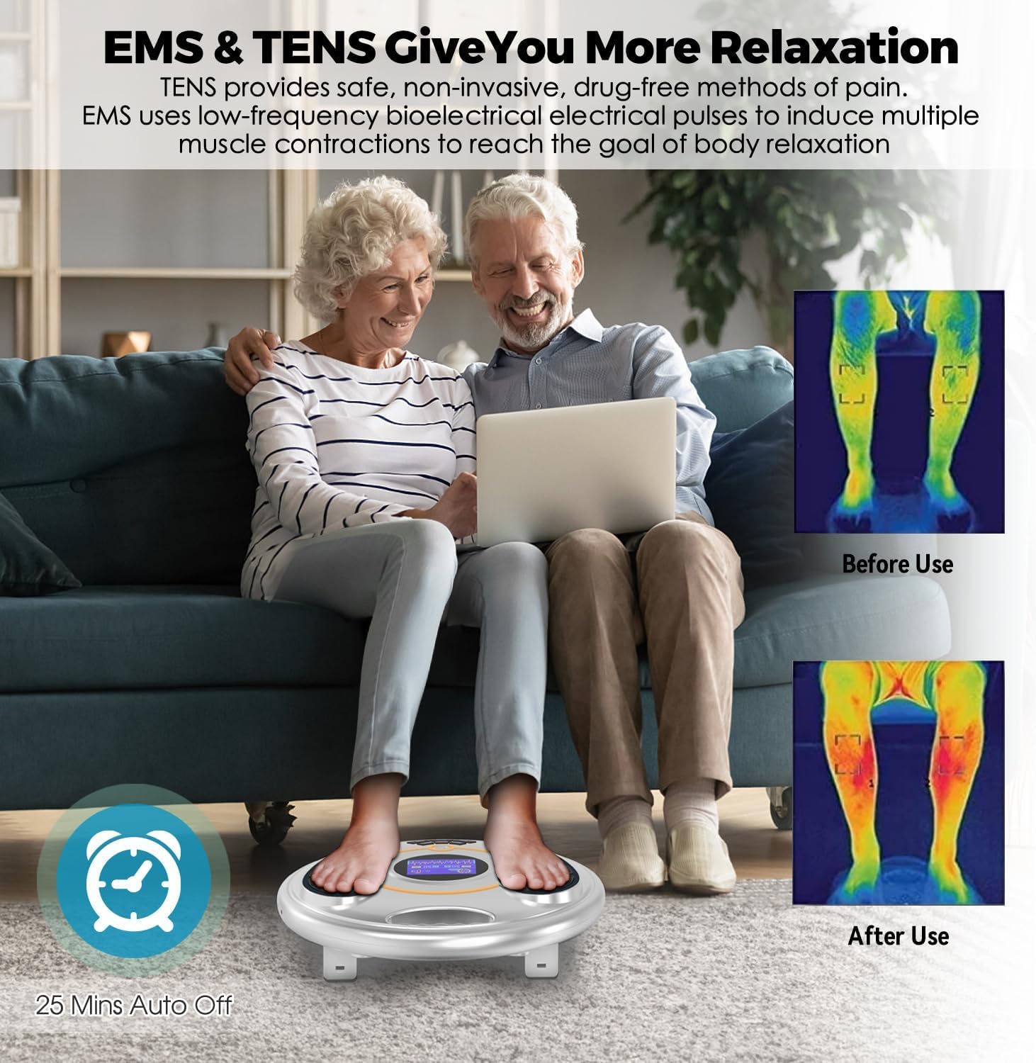 OSITO Foot Circulation Stimulator with EMS & TENS Technology - Electric Foot Massager for Improved Blood Flow, Pain Relief in Feet, Legs & Nerves - FSA/HSA Eligible - Perfect for Home Relaxation & Neuropathy Therapy