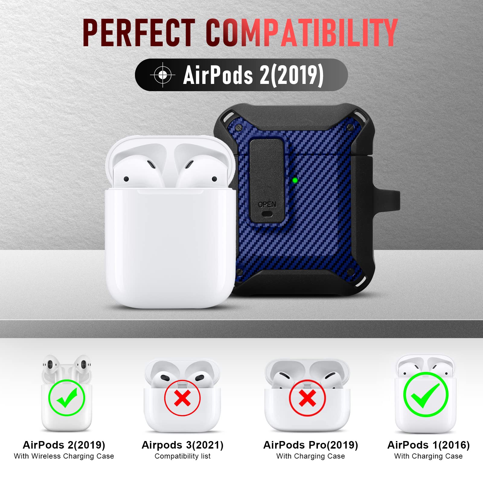 Military Armor AirPods Case for AirPods 1/2 - Secure Lock Protective Cover for Men & Women - Perfect for Travel & Outdoor