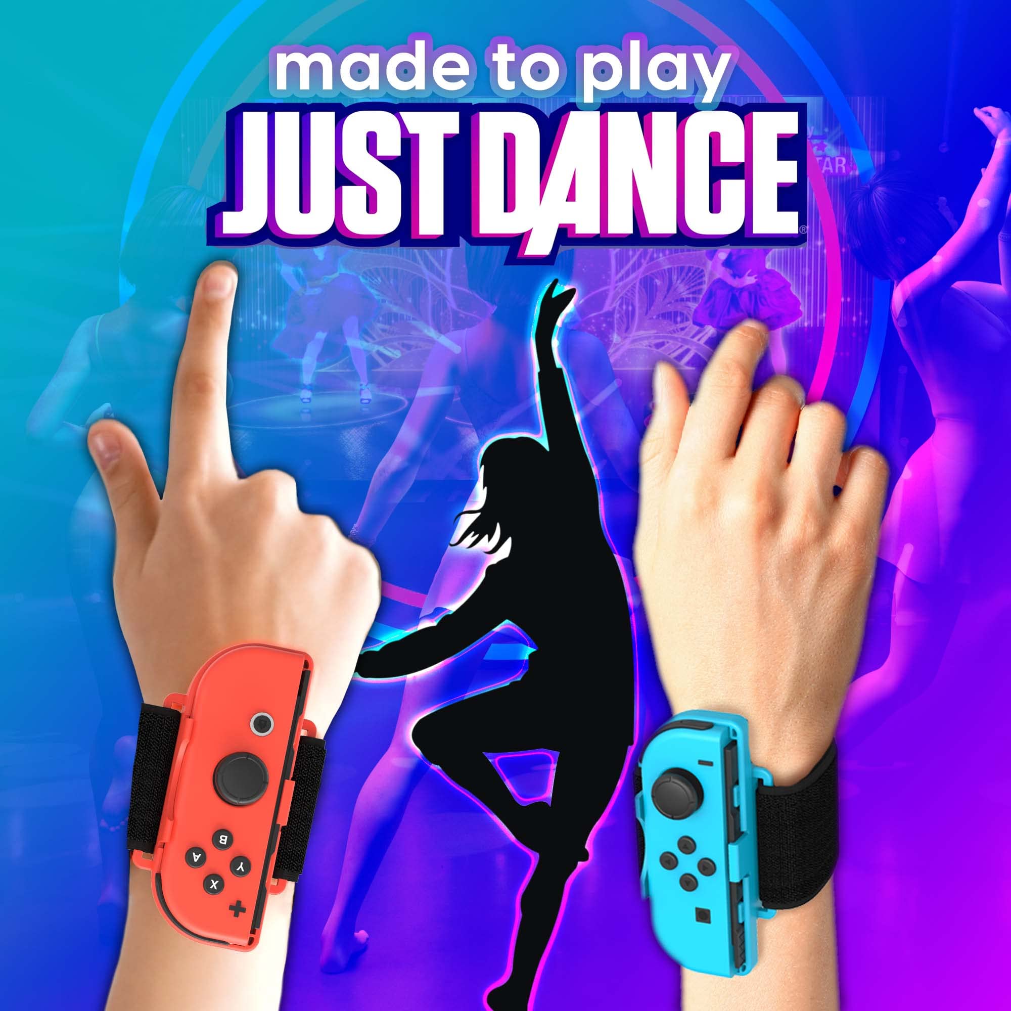 TalkWorks Adjustable Wrist Band Straps for Nintendo Switch Joy-Con Controllers - Compatible with Just Dance 2023, 2022, 2021, 2020, 2019, 2018, 2015 - Ergonomic Gaming Accessories for Dance Games, Fitness Workouts & Active Play