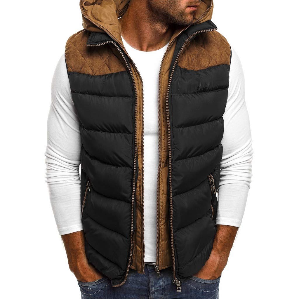 Men's Zip Up Hoodie - Winter Warm Fleece Lined Jacket for Casual & Outdoor Wear | Pure Color Vest Coat for Fall & Winter Fashion