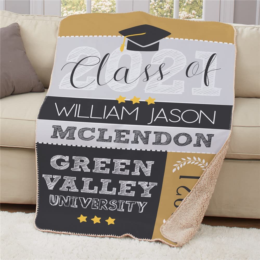 Personalized Class of 2022 Graduation Blanket - Fleece/Sherpa/Woven Throw for Daughter, Son & Friends - 50x60 Inch - Perfect Graduation Gift for High School & College Graduates - Great for Dorm Rooms, Couches & Outdoor Gatherings