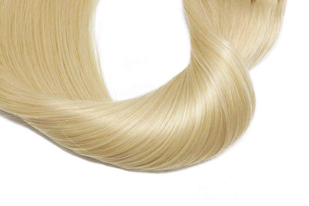 Platinum Blonde Clip-in Human Hair Extensions 9A Grade - 120g 7-Piece Double Weft Remy Hair - Silky Straight Hair Extensions for Women (22 Inches, #60 Blonde) - Perfect for Parties, Weddings & Daily Styling