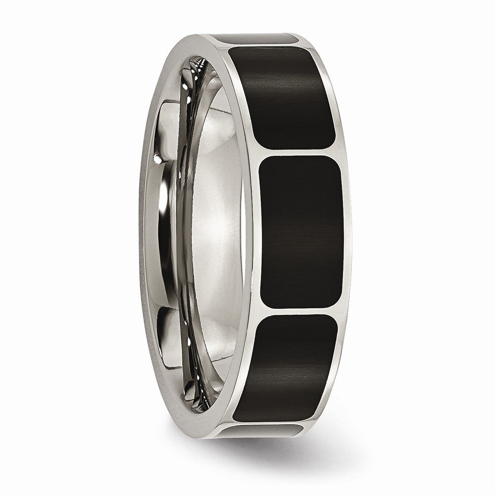 Solid Titanium Black Enamel 6mm Flat Wedding Band Ring for Men - Durable & Comfortable for Everyday Wear, Anniversary Gifts & Special Occasions