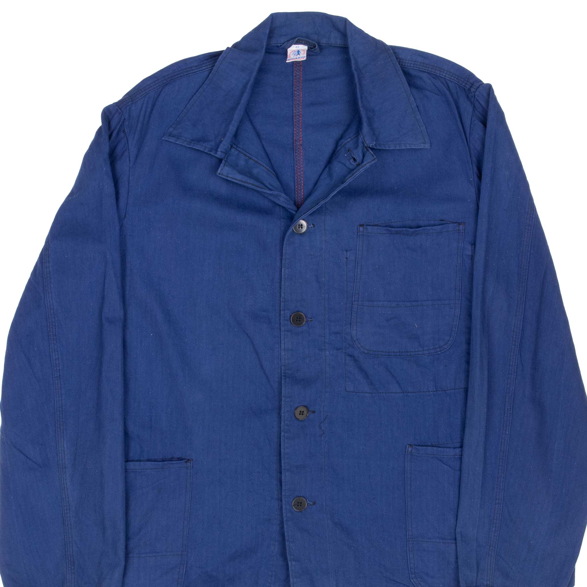 Vintage 1960s French Workwear Twill Herringbone Bucking Dreinaht Jacket - Medium Size for Men | Retro Style Outerwear for Casual Wear & Vintage Fashion Collectors