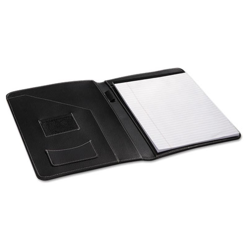 Premium Genuine Leather Padfolio - Professional Black Executive Portfolio for Business Meetings & Office Use