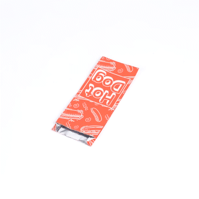 Red Printed Small Hot Dog Foil Bags - 3.75