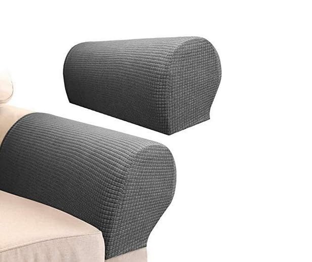 SXNING Stretch Armrest Covers - Breathable Spandex Sofa Arm Protectors for Chairs, Couches & Recliners (2-Pack, Grey) - Prevent Wear & Tear, Perfect for Living Room, Office & Gaming Chairs