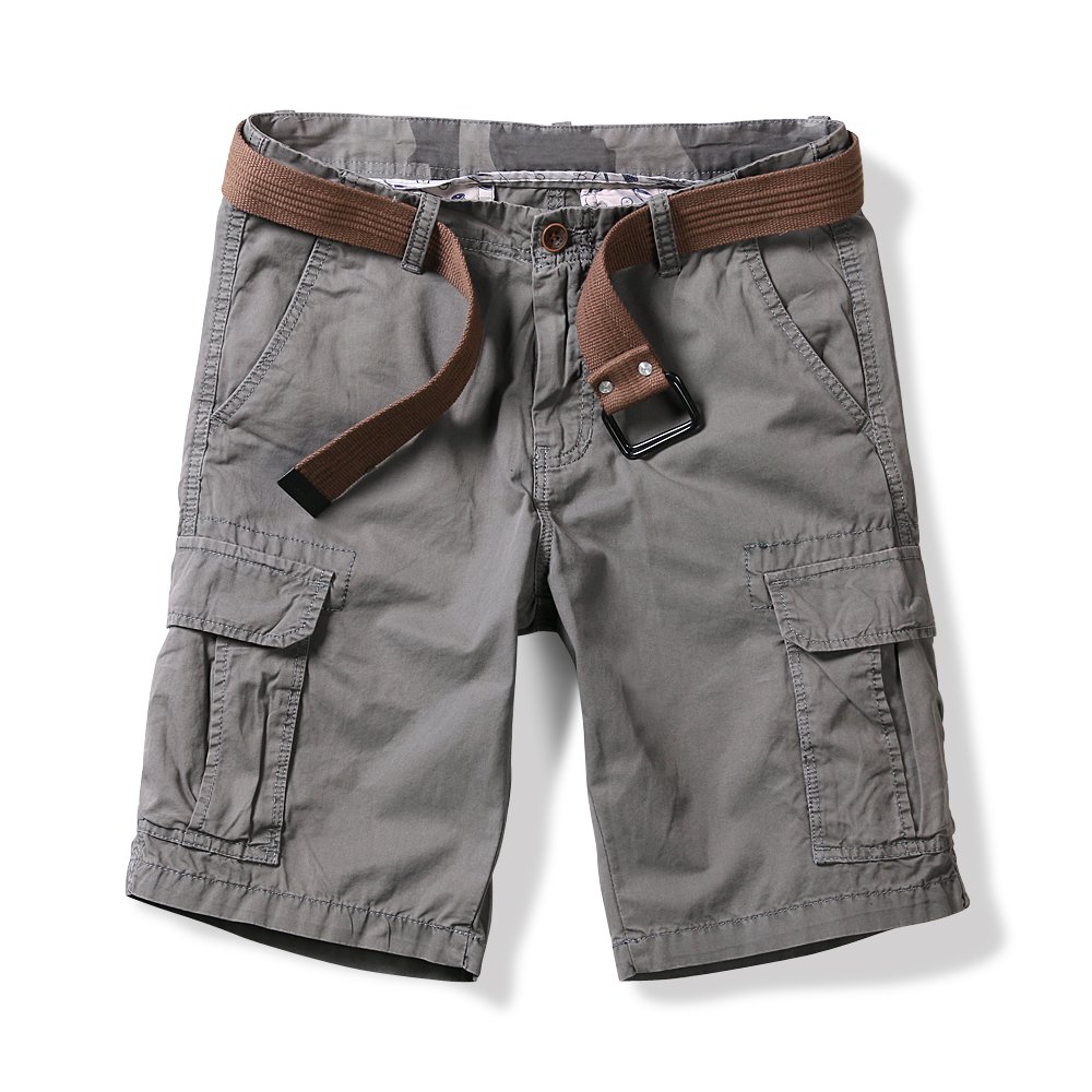 OCHENTA Men's Lightweight Cargo Shorts with Multiple Pockets - Breathable Cotton Casual Shorts for Men (No Belt Needed) - Perfect for Summer, Hiking, Travel & Outdoor Activities