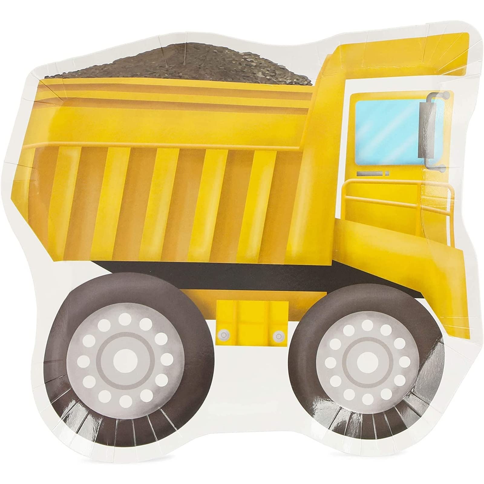 BLUE PANDA Construction Birthday Party Paper Plates - 10 x 8.8 Inches, 48-Pack of Construction Truck Themed Disposable Plates for Kids, Boys, Baby Shower & Construction Theme Party Supplies