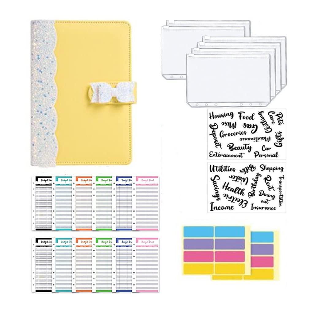 Budget A6 Binder Planner with 6 Cash Envelopes - Colorful PU Leather Notebook for Money Saving & Budget Tracking | Perfect for Personal Finance Organization, Bill Planning & Expense Management (Color C, Size A6)