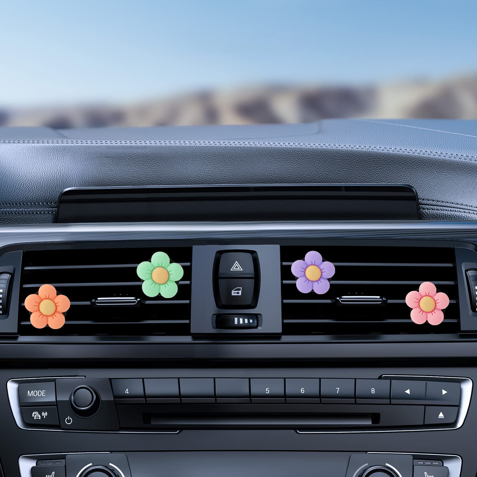 6PCS Daisy Air Vent Clips with Aromatherapy Pads - Cute Car Air Fresheners for Women, Car Vent Accessories & Interior Decor - Perfect for Sedans, SUVs and Office Spaces