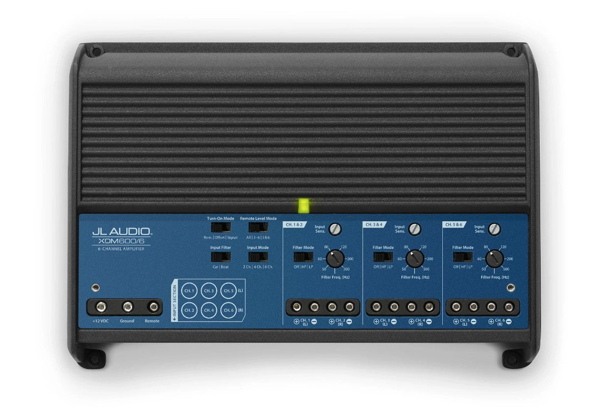 JL Audio XDM600/6 6-Channel Class D Full Range Car and Marine Amplifier - 600W RMS Power for Boats & Vehicles - Perfect for Car Audio Systems & Marine Stereo Upgrades