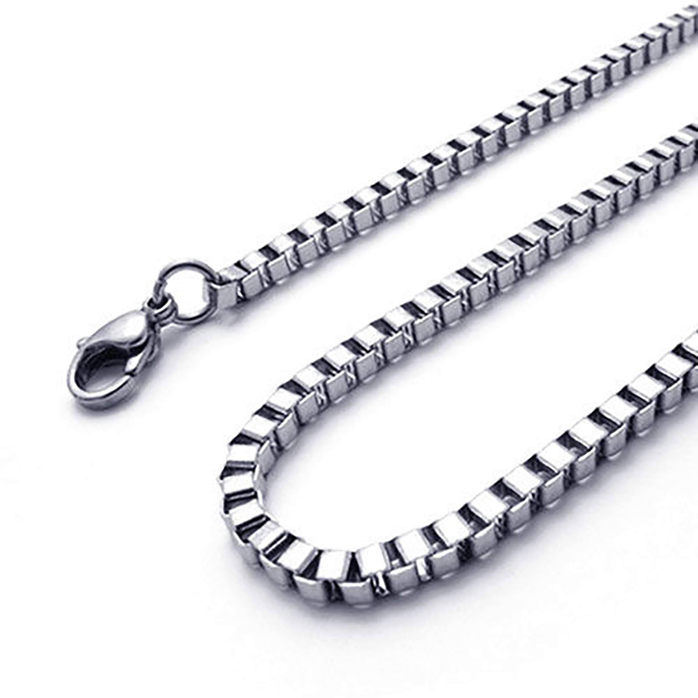 Stainless Steel Square Box Chain Link Necklace for Women & Men - Durable & Hypoallergenic Jewelry Gift for Everyday Wear, Parties & Special Occasions