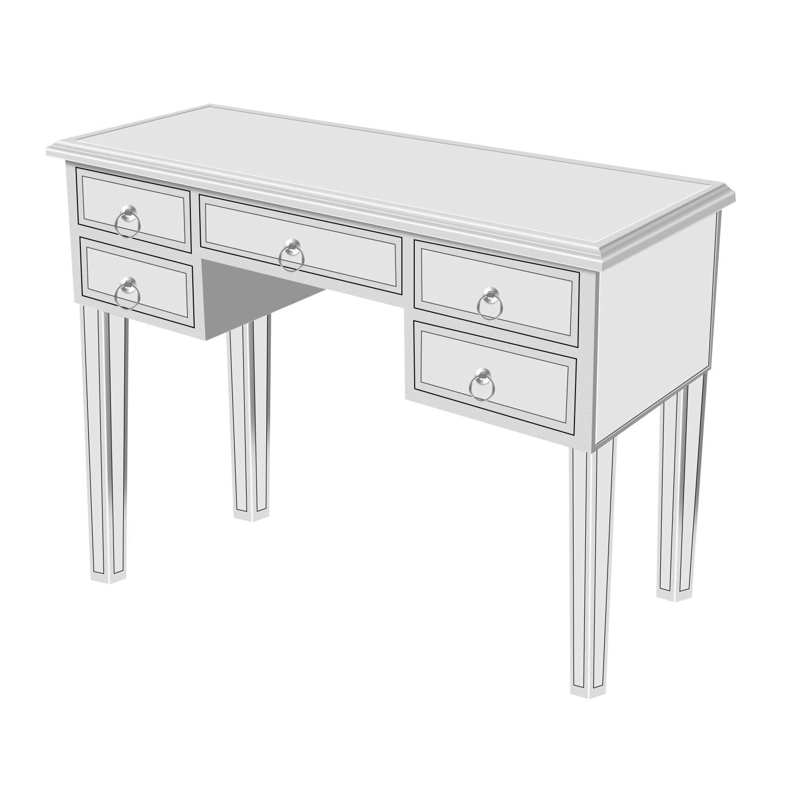 Henf Silver Mirrored Console Table with 5 Drawers - 41.73