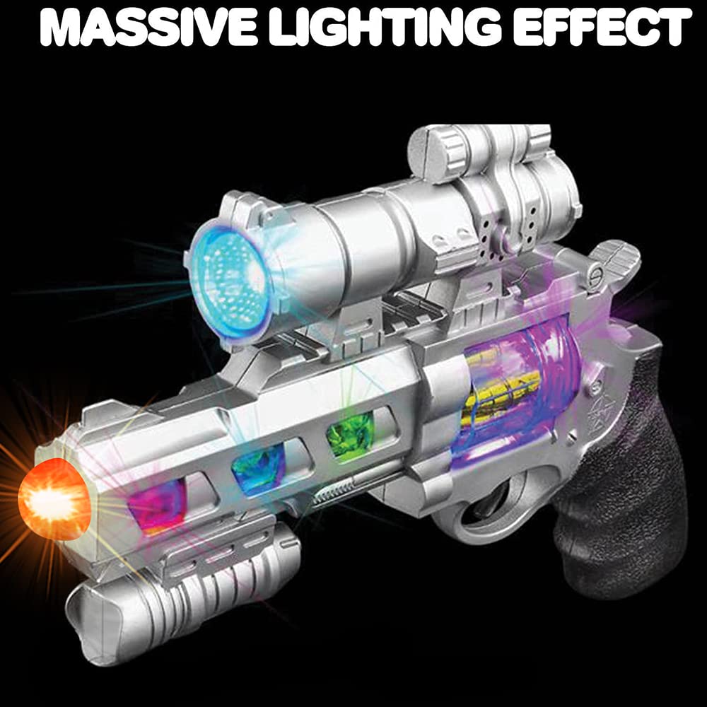 ArtCreativity LED Light Up Toy Gun Set - 12.5 Inch Assault Rifle & 9 Inch Hand Pistol with Flashing Lights & Sound Effects - Battery Included - Cool Action Play Toy for Kids Birthday Party, Outdoor Games & Role Play Adventures