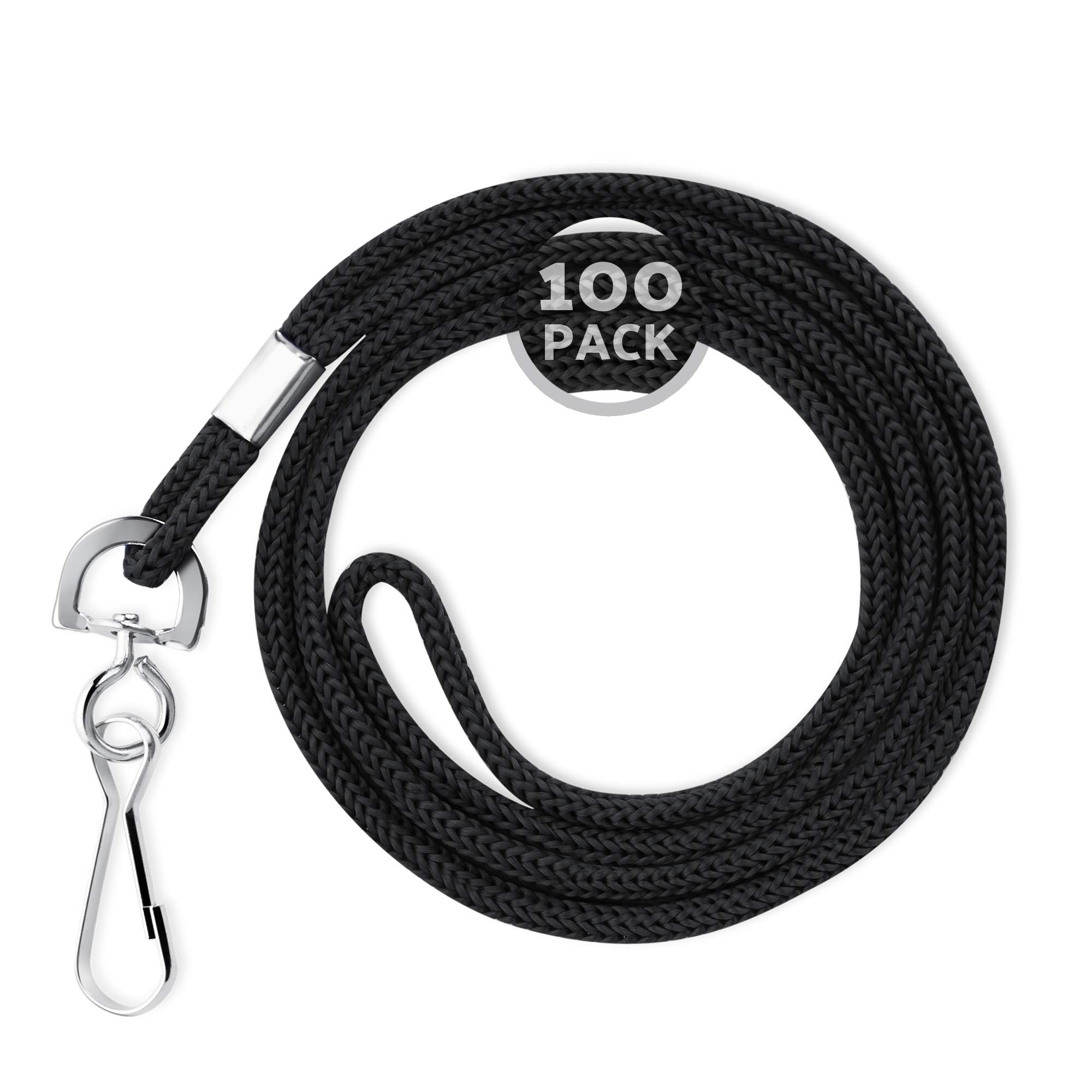 **Mata1 Black Lanyards (100 Pack) - ID & Business Card Holder for Work & School**