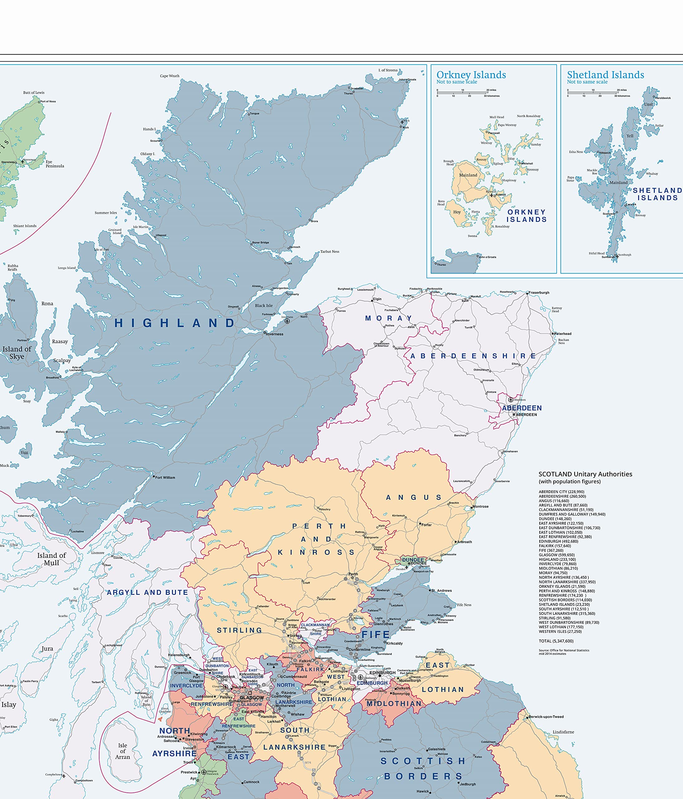 UK Wall Map - Laminated Large Detailed Map of England, Scotland, Wales & Northern Ireland with Counties, Districts & Unitary Authorities | Includes Road Networks, Postcode Areas, London Boroughs & Population Data | Perfect for Home Decor, Classroom Education & Office Planning