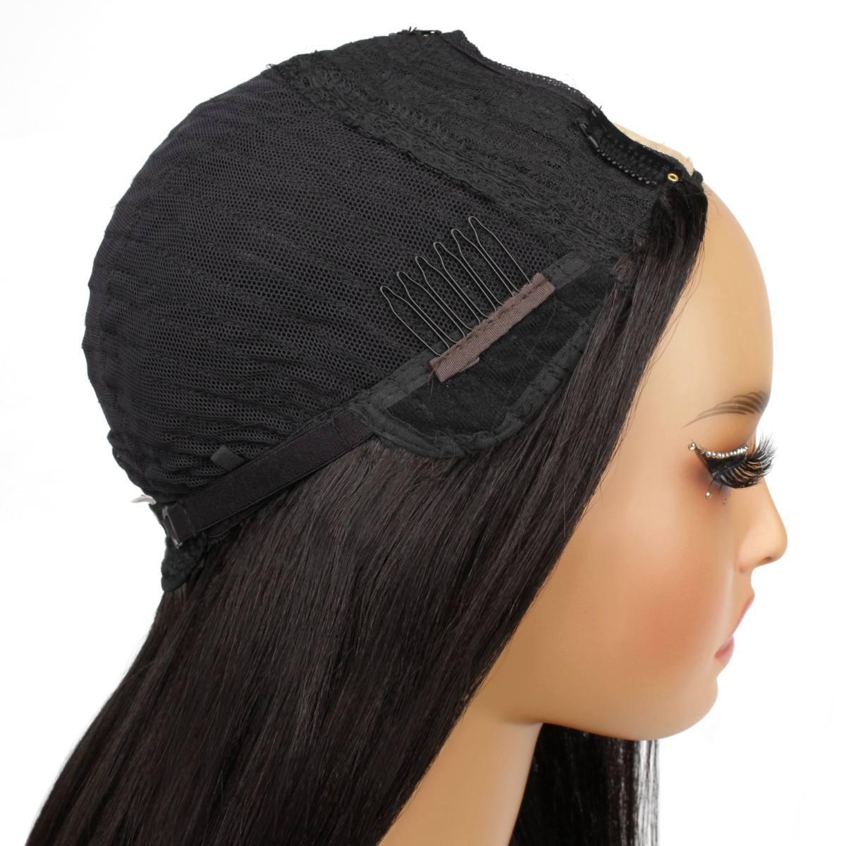 Yaki Straight U Part 100% Human Hair Wig for Black Women - Natural Looking Lace Front Wig for Everyday Wear & Special Occasions