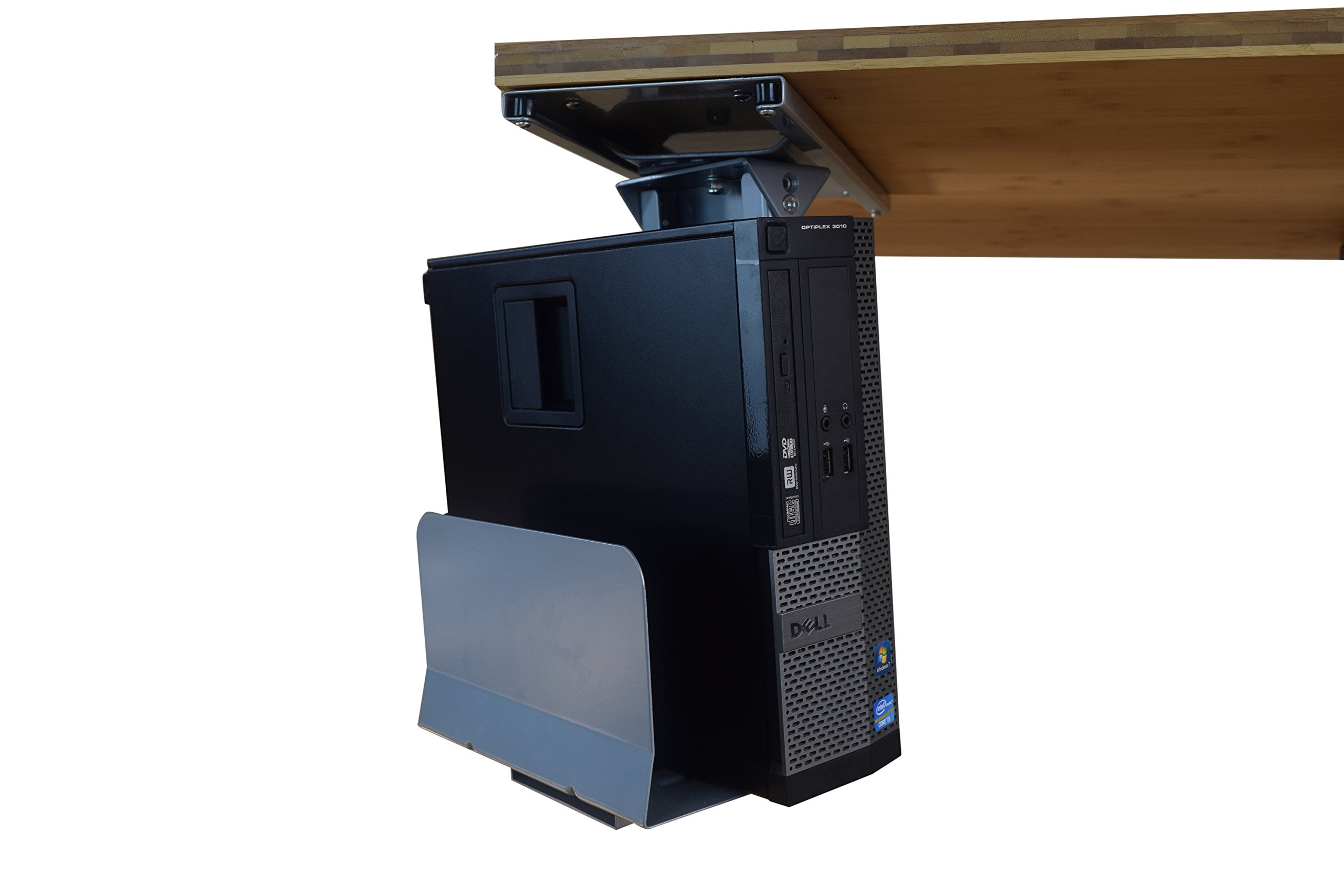 Adjustable Under Desk CPU Mount - 360° Swivel Steel PC Tower Holder for Computer, Workstation & Gaming Setup | Space-Saving Under Desk Storage Solution for Home & Office Use