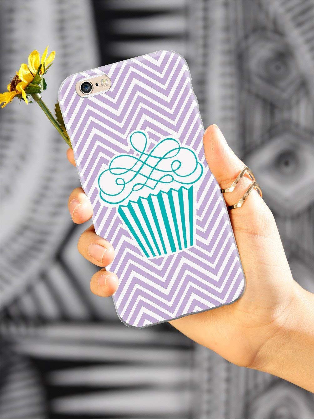 **Inspired Cases for iPhone 7 Plus - 3D Textured Protective Phone Cover with Cupcake & Chevron Design - Shockproof & Anti-Scratch - Perfect for Daily Use, Travel & Gift Giving**