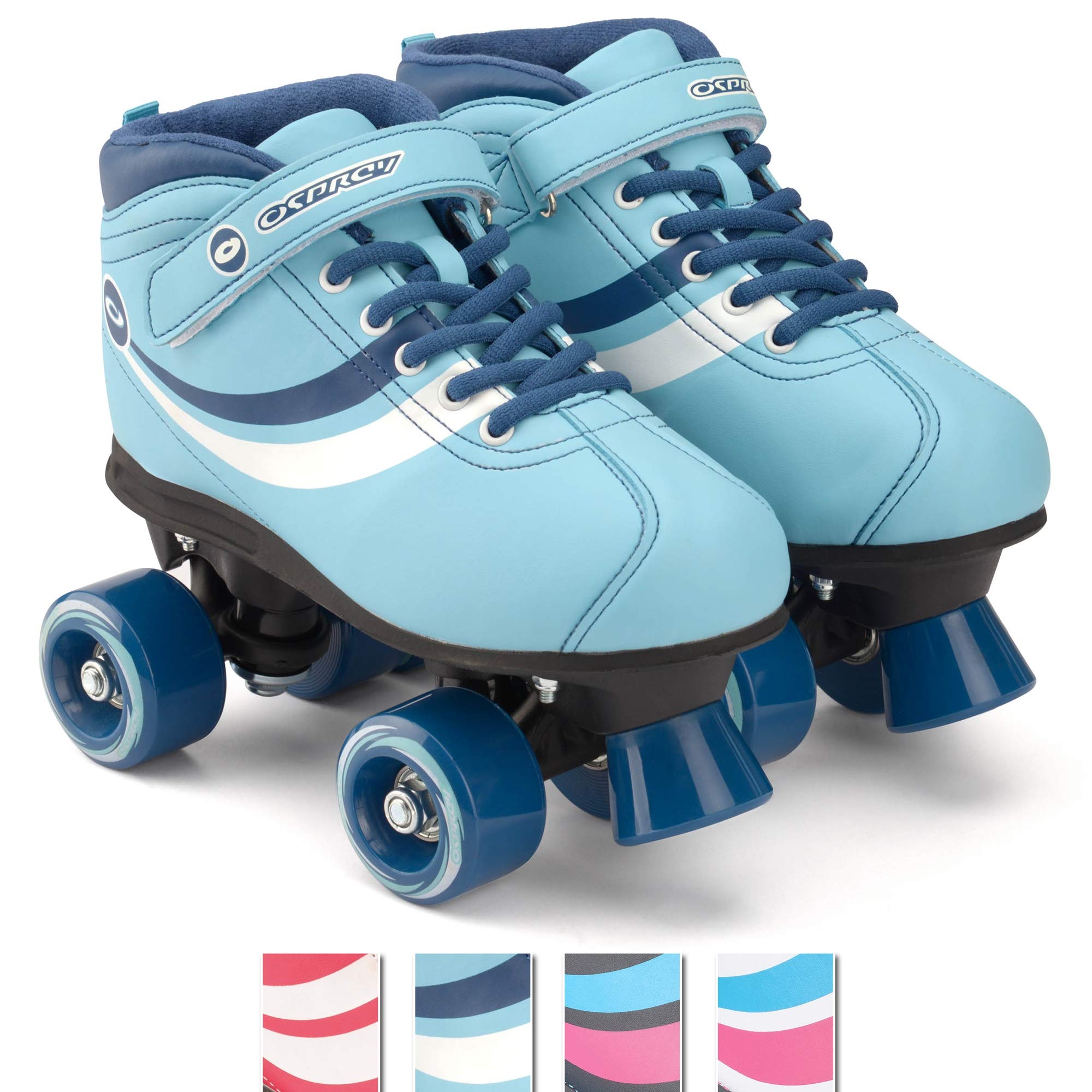 Osprey Disco Quad Roller Skates for Adults & Kids - Retro Style Roller Boots with ABEC 7 Bearings, Adjustable Sizes & Multiple Colors - Perfect for Outdoor Skating, Rinks & 80s Themed Parties