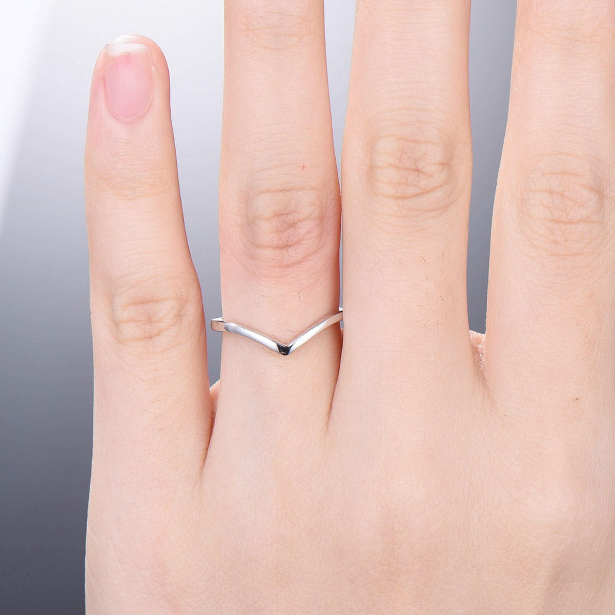 14K Rose Gold Curved V Wedding Band for Women - Simple Matching Stacking Ring, Anniversary Gift for Her - Perfect for Bridal Sets, Stacking Rings & Special Occasions