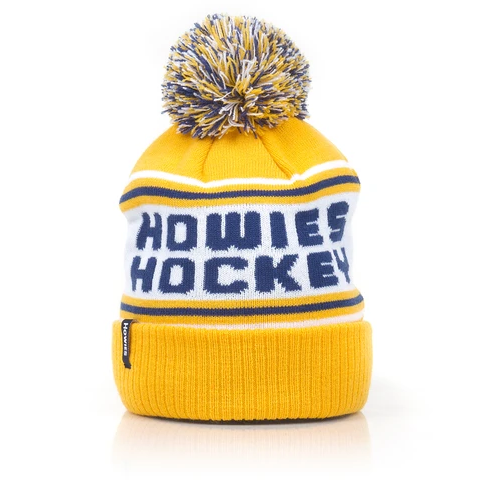 Howies Hockey Retro Winter Beanie Hat - Warm Knit Skull Cap for Men & Women - Perfect for Ice Hockey, Skiing, Snowboarding & Outdoor Winter Sports - Yellow