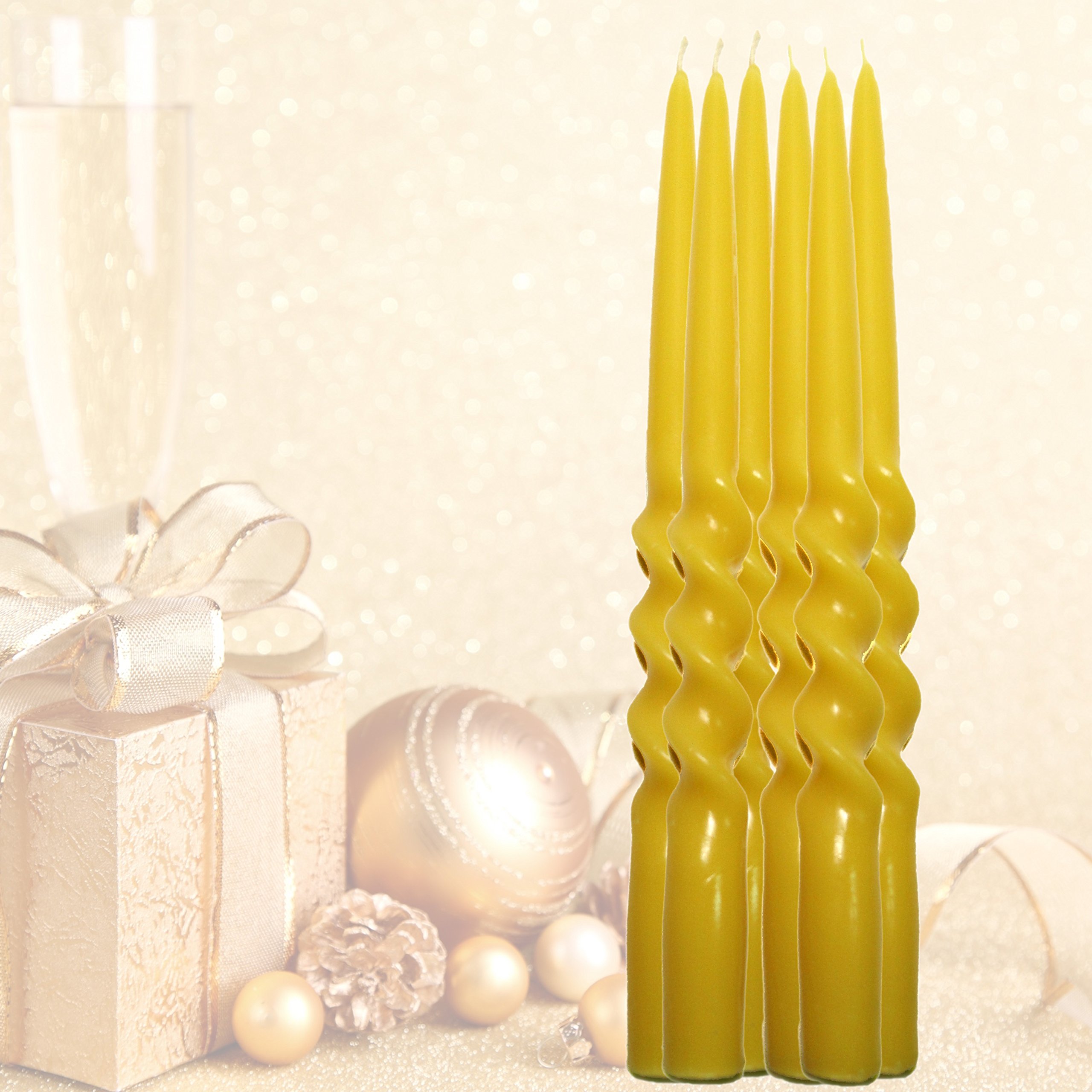 100% Pure Organic Beeswax Spiral Twist Taper Candles - Handmade Set of 10 (10