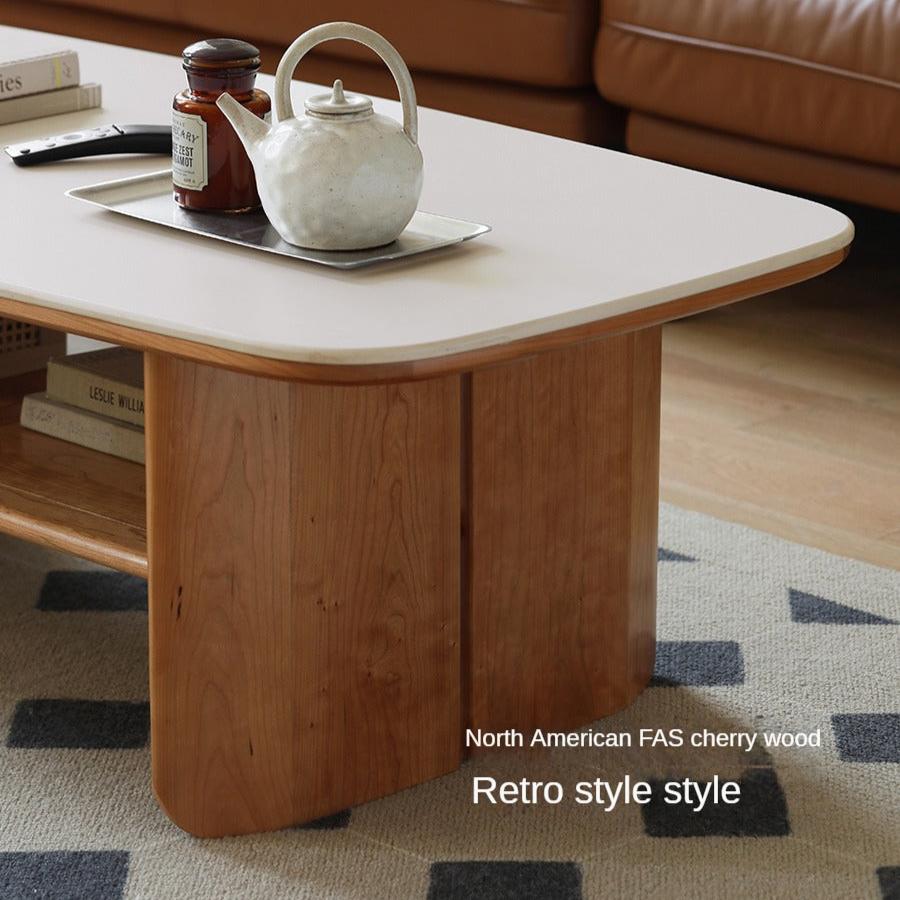 Premium Black Walnut & Cherry Solid Wood Coffee Table - Handcrafted Rustic Modern Living Room Centerpiece for Home Decor & Entertainment Spaces