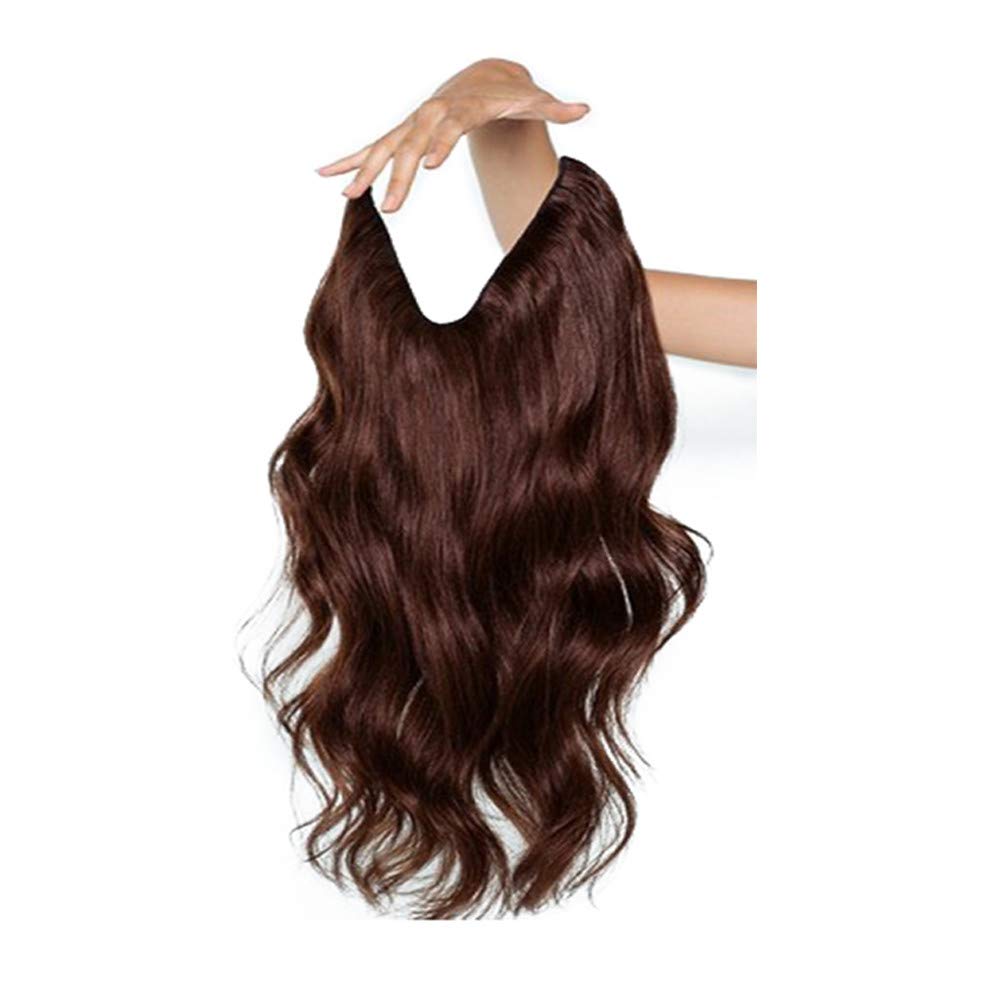 Invisible Wire Hair Extensions 28cm Real Human Hair - 100g Wavy Curly Long Hair Extensions No Clip in Hair Pieces (16 Inch, 18# Dark Ash Blonde) for Everyday Wear, Parties & Special Occasions