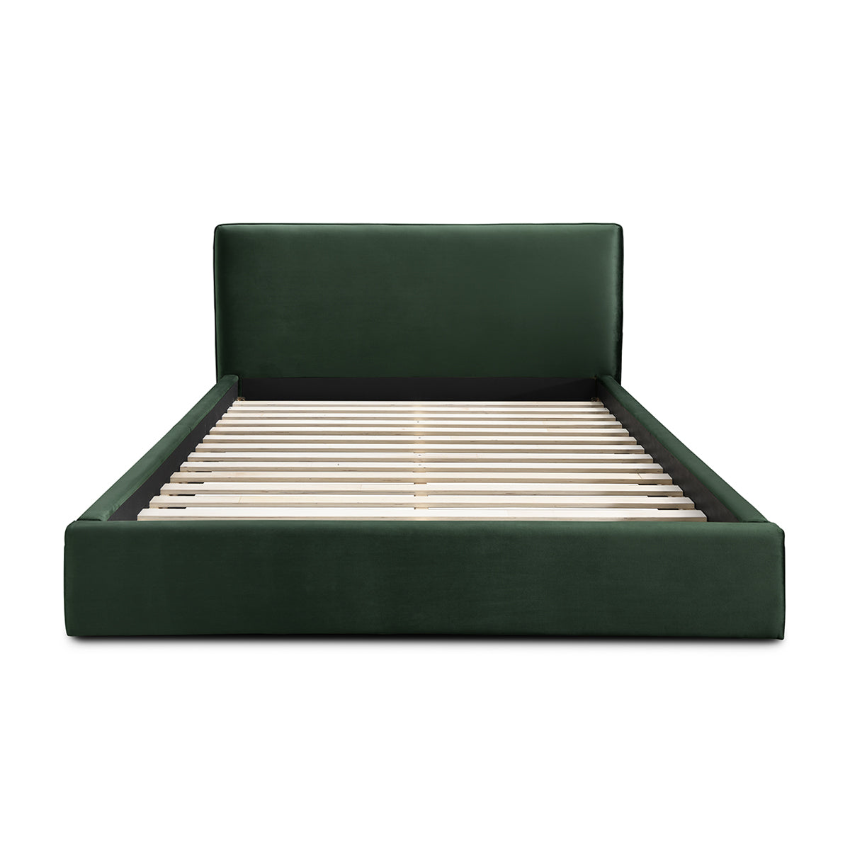Luxury Dane Velvet King Size Bed Frame - Forest Green Upholstered Platform Bed with Wooden Slats | Perfect for Master Bedroom, Guest Room & Modern Home Decor