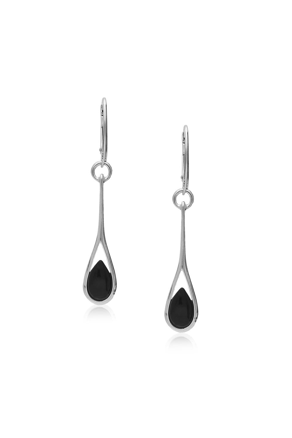 Whitby Jet Sterling Silver Long Drop Earrings | Elegant Gothic Jewelry for Women | Perfect for Evening Parties & Special Occasions