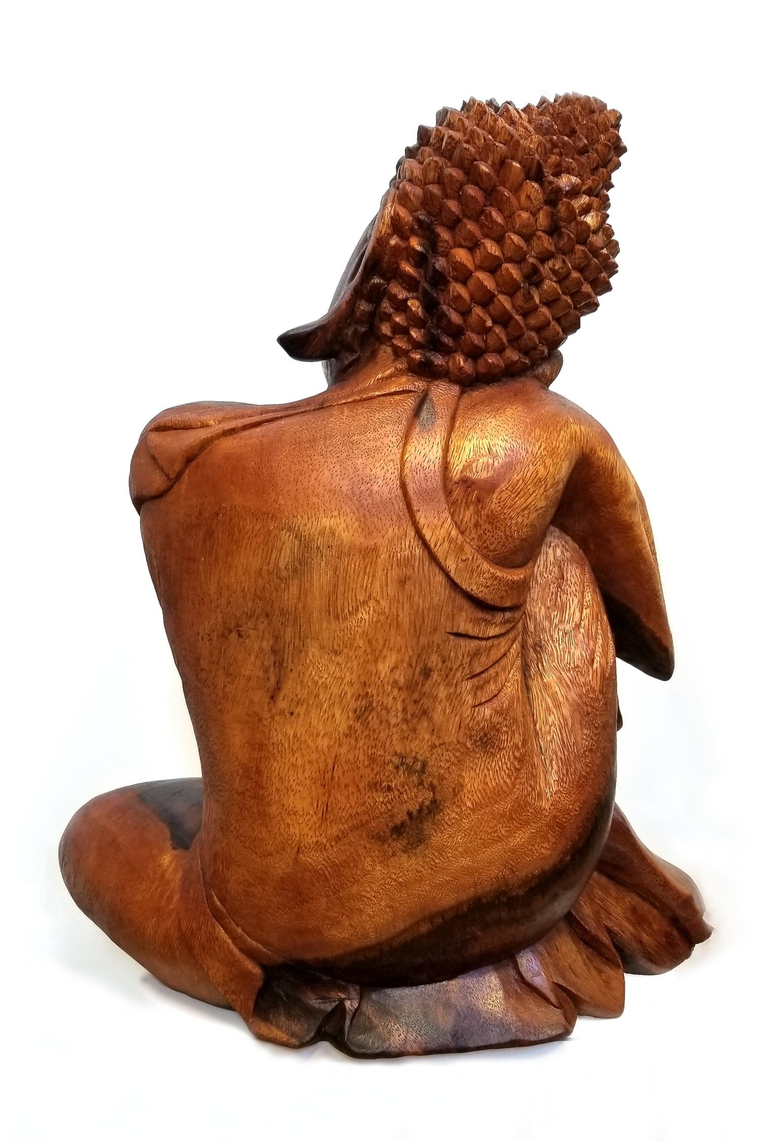 Hand Carved Wooden Buddha Statue for Meditation & Relaxation - 16 Inch Tall Home Decor for Yoga Studio, Office Desk & Zen Garden