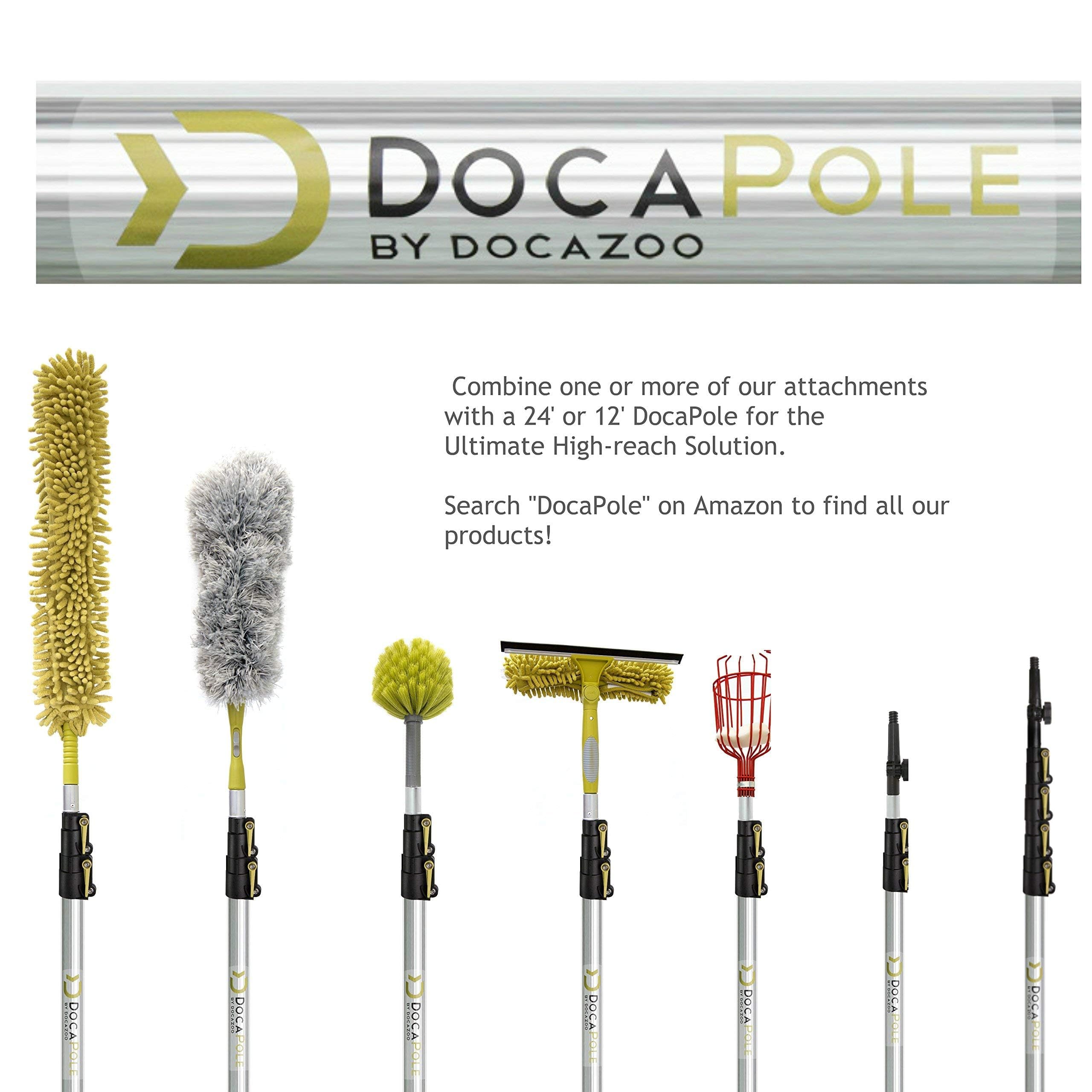 DOCA 7-30 Ft Telescoping Extension Pole - Adjustable Cleaning Pole for Windows, Ceilings & High Reach Areas | Paint Roller, Feather Duster & Squeegee Attachment Kit | Indoor & Outdoor Use for Home, Office & Commercial Cleaning