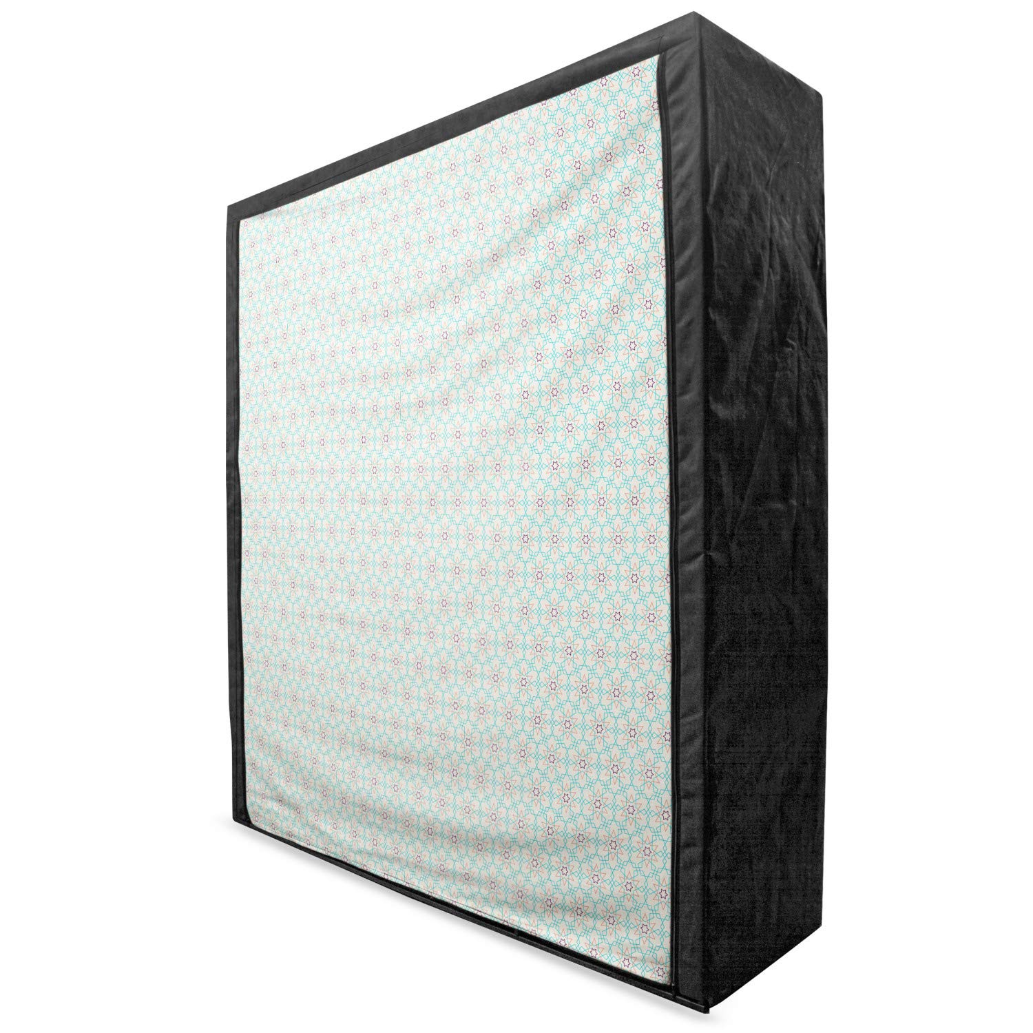 Ambesonne Traditional Portable Fabric Wardrobe - Retro Oriental Mosaic Triangles & Stars Bohemian Design Closet Organizer with Shelves, 59 Inch Multicolor for Bedroom, Closet & Dorm Storage