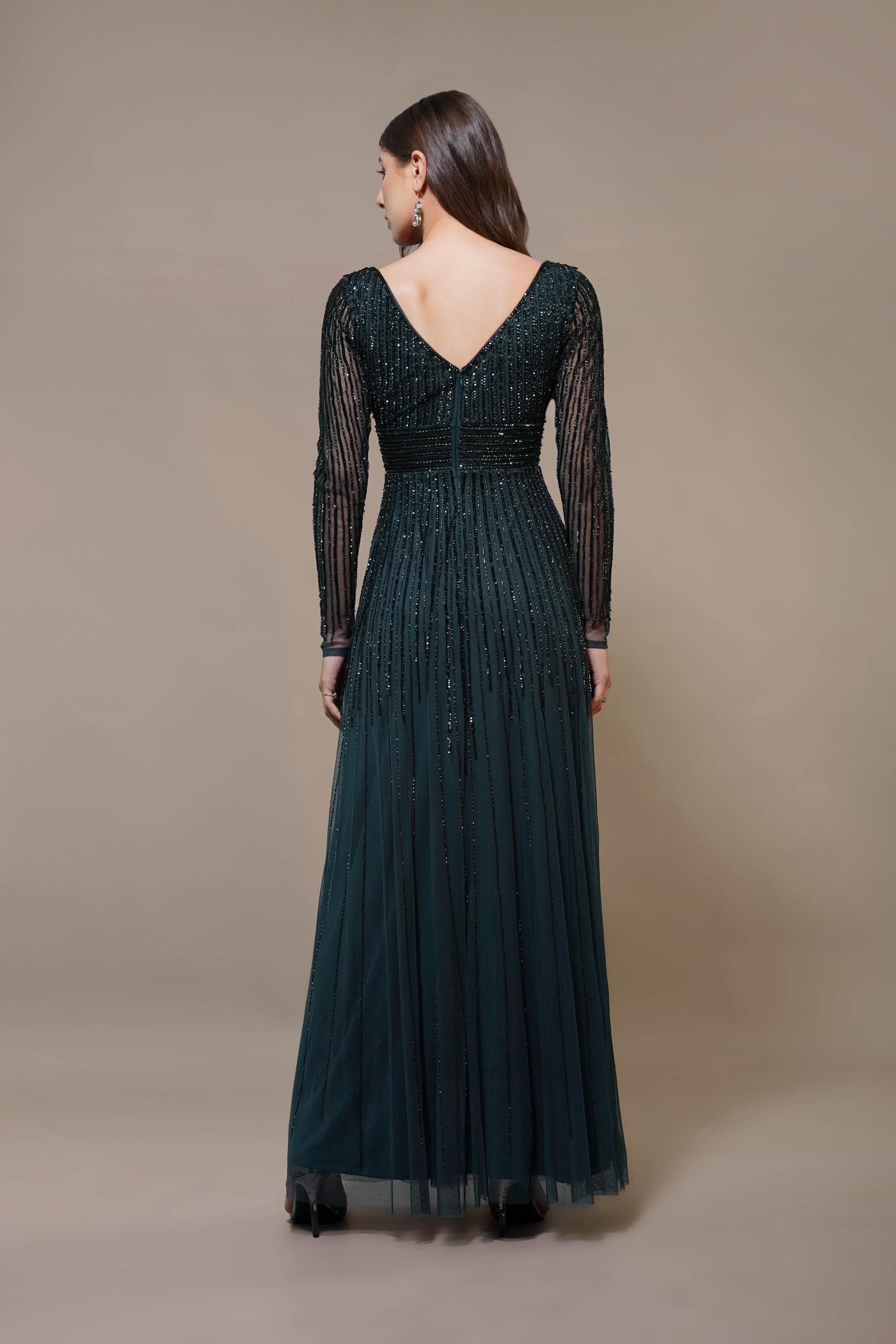 Laura Embellished Maxi Dress in Emerald Green - Elegant Long Formal Gown for Weddings, Parties & Special Occasions | Plus Size Options Available