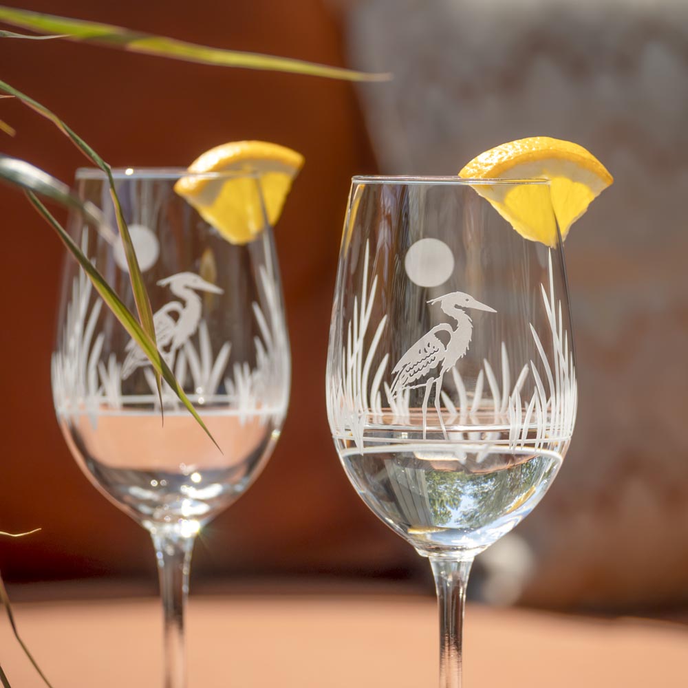 Premium Heron 12oz White Wine Glasses Set of 12 - Elegant Crystal Clear Stemware for Dinner Parties, Weddings & Home Entertaining