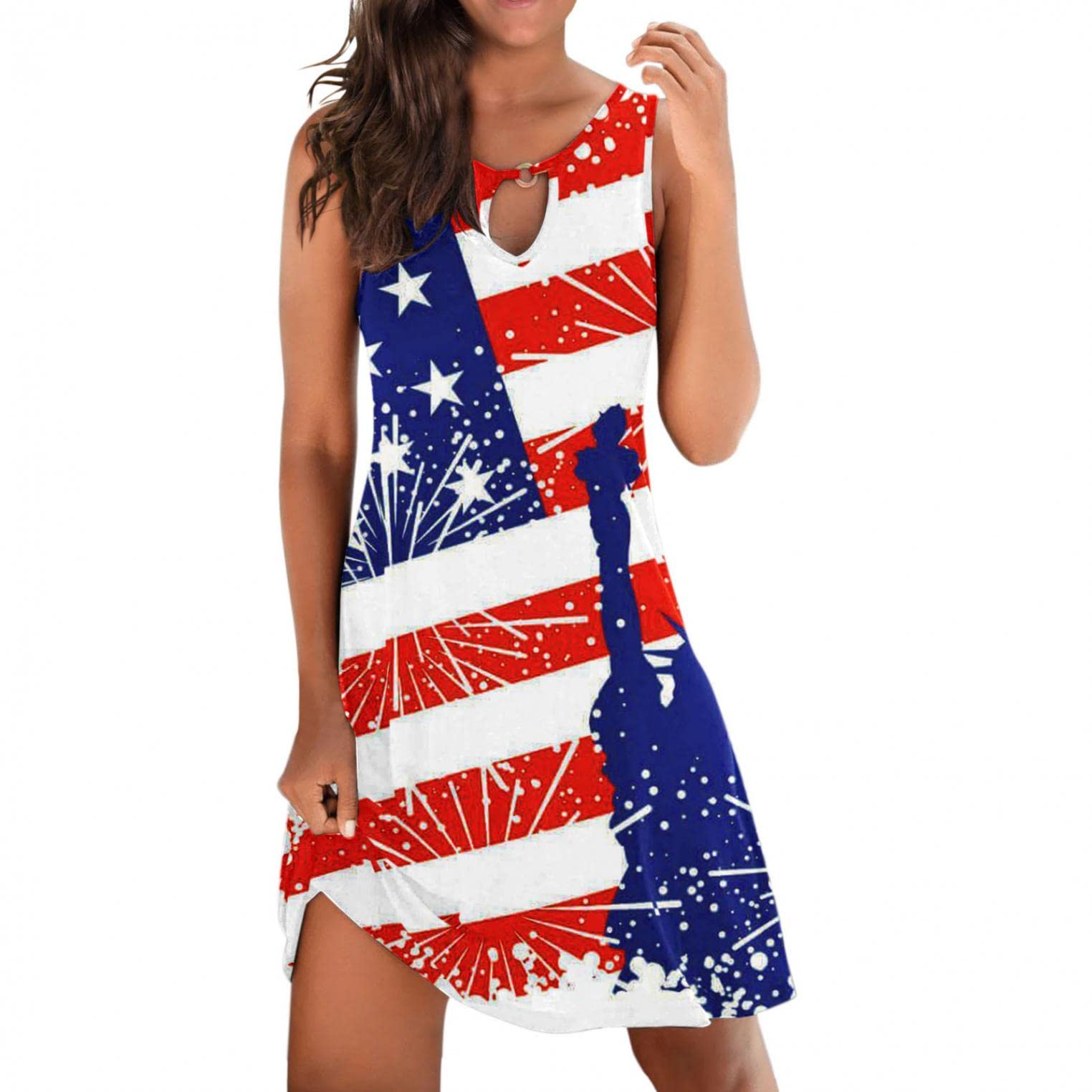 Women's Summer Beach Dresses 2023 - Sexy Vintage Sleeveless Striped Mini Dress with O-Neck | Perfect for Vacations, Pool Parties & Tropical Getaways